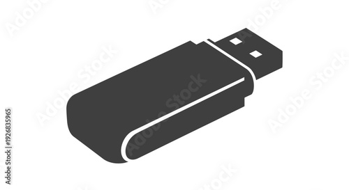 Black USB Flash Drive Isolated on White.