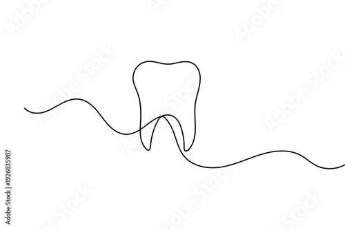 Tooth health care symbol single line art clean dental outline vector design