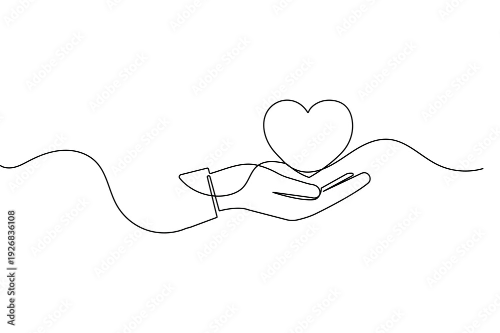 Obraz premium Health icon in a continuous one line drawing with minimalist style isolated on white background