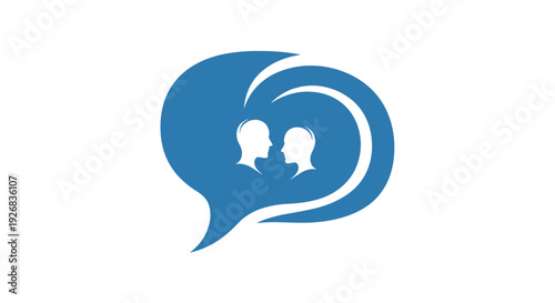 Blue Speech Bubble with Silhouettes Inside.