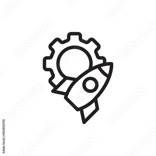 Startup Launch and Business Growth Rocket Line Icon