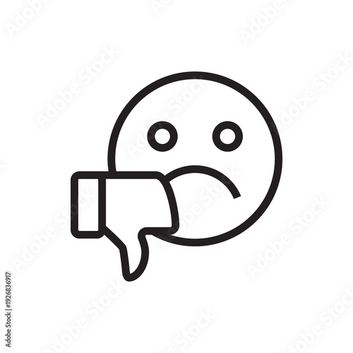 Dislike Thumb Down and Negative Customer Feedback Line Icon