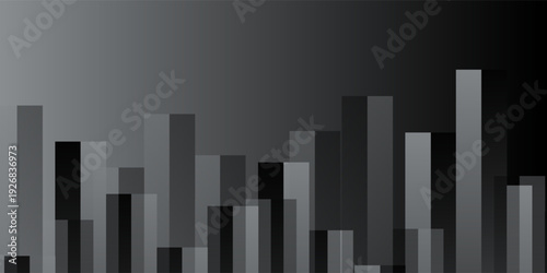 Abstract background with vertical metallic bars on a dark background. The metallic and dark colors create a sleek, modern texture. Surreal geometric bar pattern background. Black background vector.