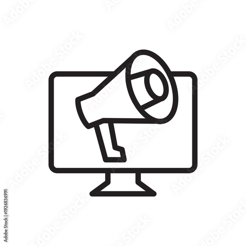 Megaphone Broadcasting and Video Marketing Line Icon
