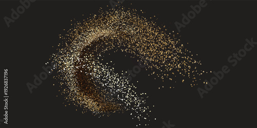 Golden brush stroke on black background