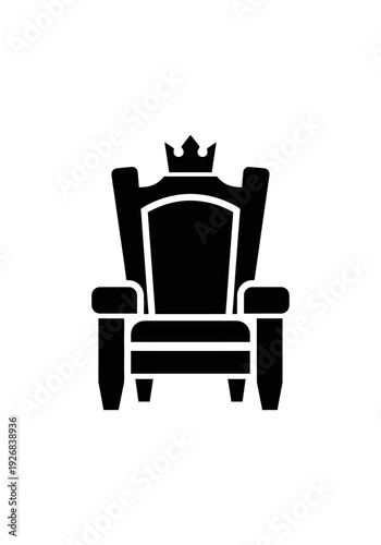 Black throne silhouette with crown isolated on white background vector