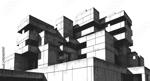 Architectural marvel - A striking concrete structure with geometric forms and bold design.