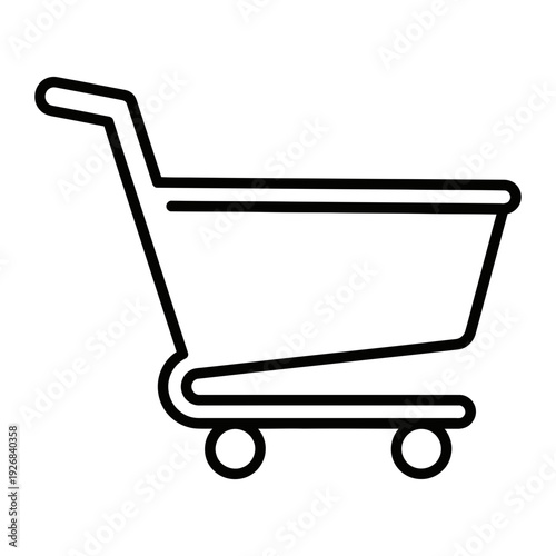 A simple shopping cart icon with wheels