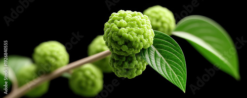 Green fruit cluster leaf macro detail, fresh nature organic pattern calm scene