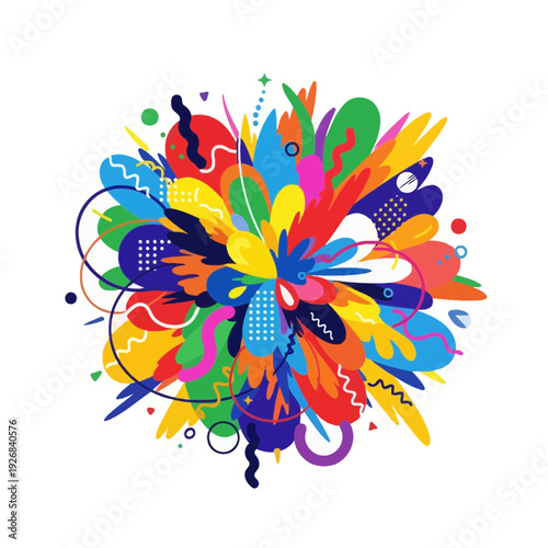 A colorful abstract painting with various brushstrokes