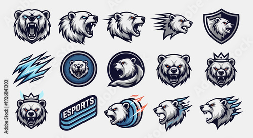 Collection of Bear Head Logos and Emblems.