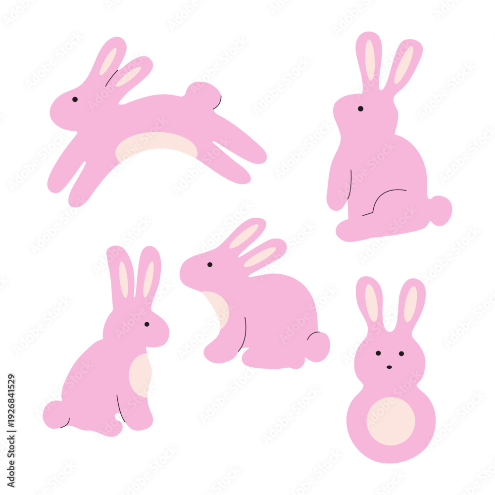 Fototapeta premium Cute Easter Bunnies vector illustration on white background