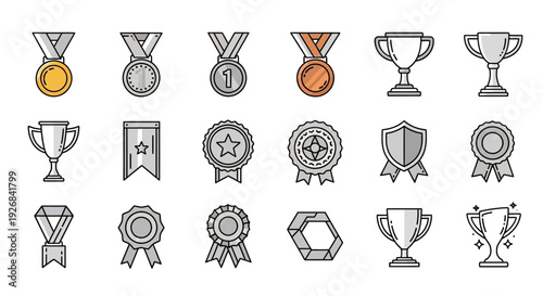Collection of Various Award Trophies and Medals.
