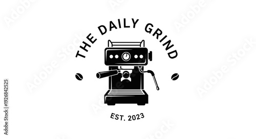 Coffee Machine Logo Design Illustration.