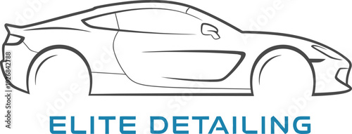 Minimalist outline sports car logo for elite auto detailing
