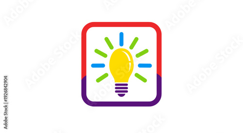 Colorful Light Bulb Icon Symbolizing Ideas.