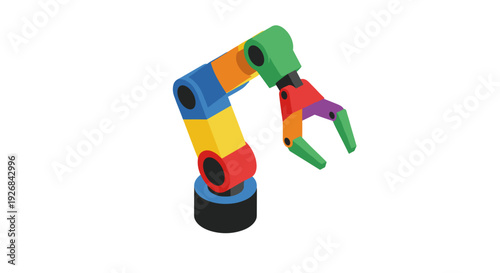 Colorful Robotic Arm with Claw Gripper.