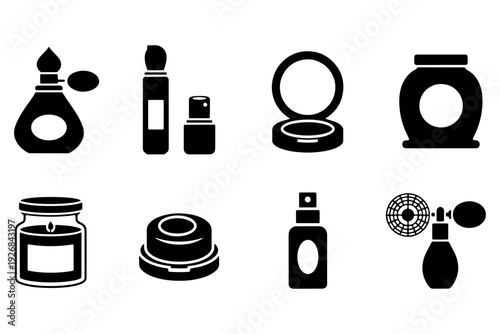 Perfume Solid Icon Set Simple Shapes Vector Fragrance Symbols