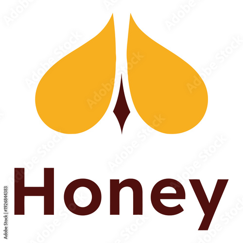 Honey logo with yellow teardrop shaped elements and brown text icon