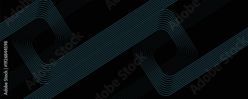 Dark blue abstract background with glowing geometric lines. Modern shiny blue diagonal rounded lines pattern. Futuristic technology concept. Suit for. eps10