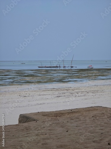 Zanzibar beach, blue ocean, low tide