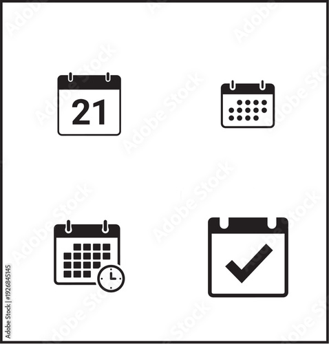 Calendar icons set with different views and symbols