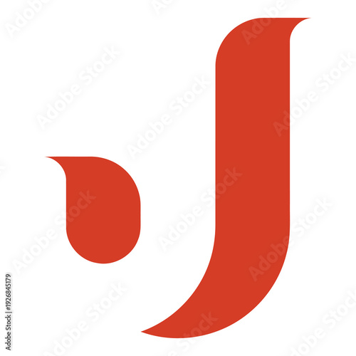 Large red lowercase letter j with tail  typography element icon