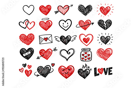 Bright Red Hearts on a Black Background Representing Love and Affection