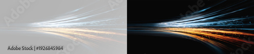 Φωτογραφία Line energy line in blue and gold neon colors for high-speed digital backgrounds