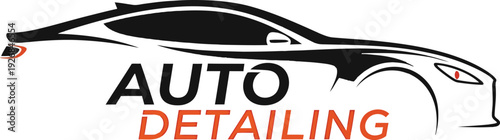 Modern auto detailing logo with elegant car silhouette vector