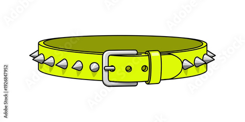 Bright yellow dog collar featuring decorative metal studs and a sturdy buckle closure
