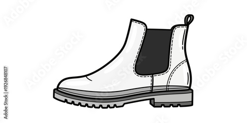 Classic chelsea boot with contrast elastic panel and lug sole