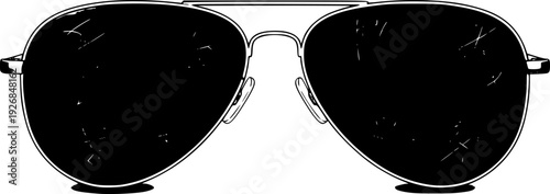 Classic aviator sunglasses with dark scratch effect lenses presenting a cool casual accessory