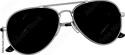 Classic aviator sunglasses with dark scratch effect lenses presenting a cool casual accessory