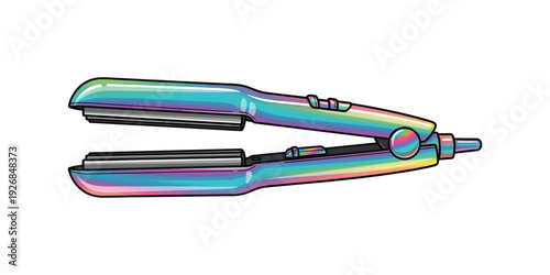 Colorful dual-barrel hair straightener with metallic and gradient design
