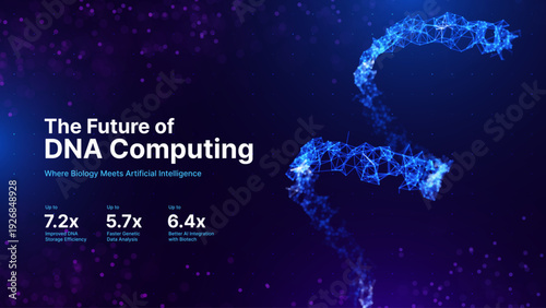 Futuristic DNA Computing Concept with Abstract Double Helix Formed by Digital Particles. Genome Data Science and Artificial Intelligence Innovation Background. Vector Illustration