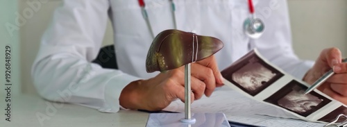 Konstfotografi Ultrasound diagnosis of stomach and liver on abdominal cavity of in clinic