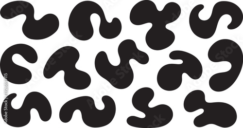 Black abstract shapes on a white background pattern design