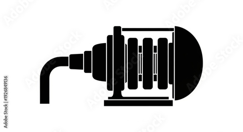 Detailed illustration of a mechanical device with intricate internal components and design.