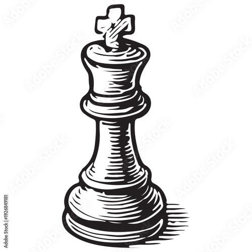 Chess King Illustration Vintage Style for Board Game Essentials