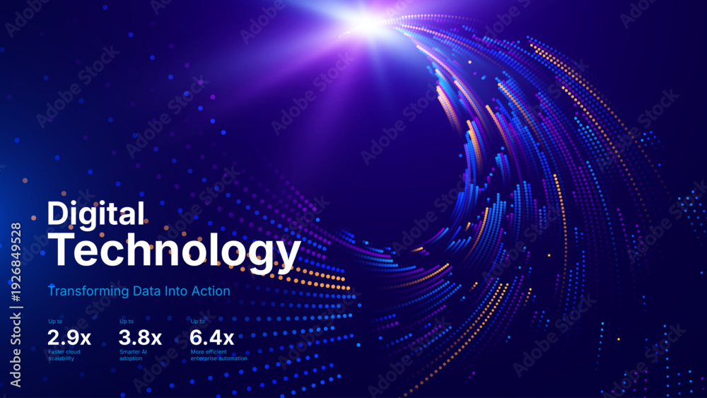 © ec0de - Big Data Flow AI Dots Particles Background. Digital Neural Network. Concept of Artificial Intelligence Technology Machine Deep Learning. Digital Communication. Science Technology Vector.