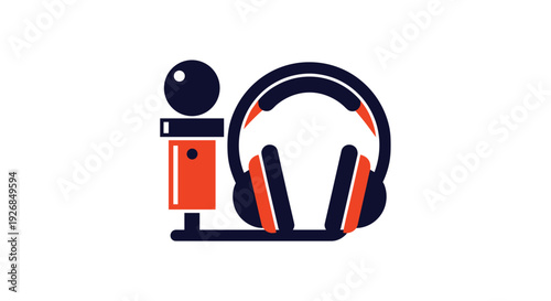 Headphones and Microphone Modern Audio Equipment.