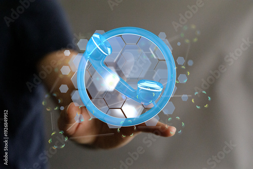 Hand holding a futuristic p...