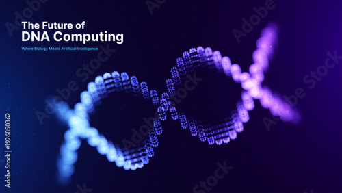 Abstract Genome Helix Visualization with Luminous Molecular Particles. Modern Healthcare, Bioinformatics and Scientific Innovation Concept Background. Vector Illustration