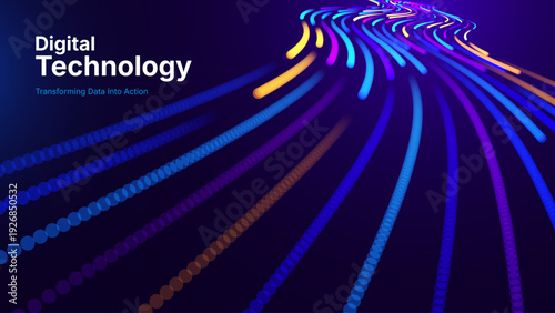 High Speed Light Particles Internet Data Cloud Technology Background. Digital Road Fast Speed Internet Broadband Data Flow Concept. Business Tech Innovation Presentation Bg. Vector Illustration.