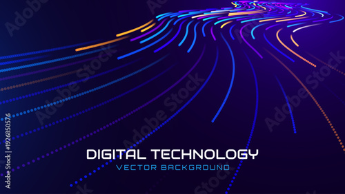 High Speed Light Particles Internet Data Cloud Technology Background. Digital Road Fast Speed Internet Broadband Data Flow Concept. Business Tech Innovation Presentation Bg. Vector Illustration.