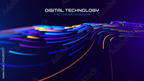 High Speed Light Particles Internet Data Cloud Technology Background. Digital Road Fast Speed Internet Broadband Data Flow Concept. Business Tech Innovation Presentation Bg. Vector Illustration.