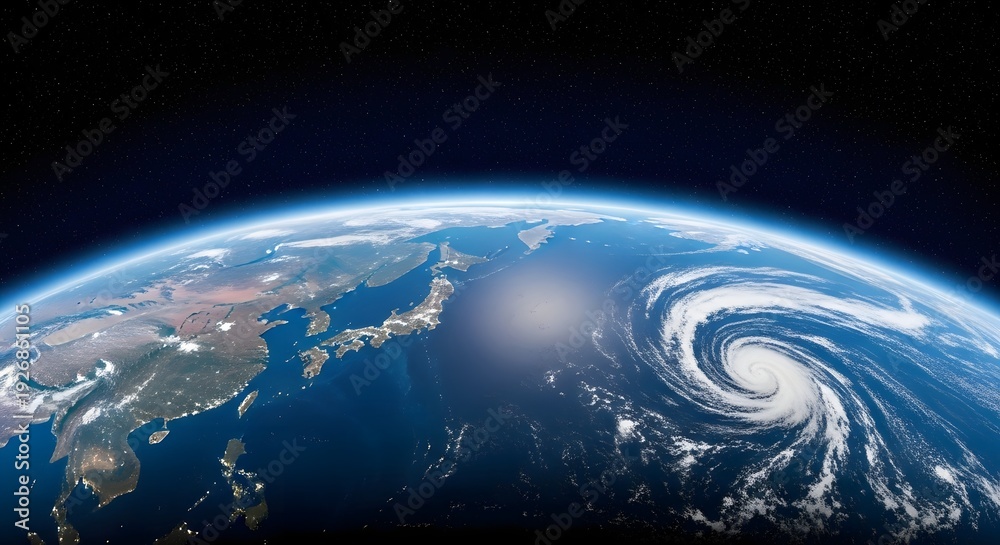 Fototapeta premium Hurricane over north america from space