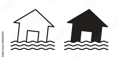 Flooded house icon. Perfect for app and web interfaces, marketing, etc.
