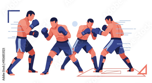 Boxer Throwing Punches in Different Positions.